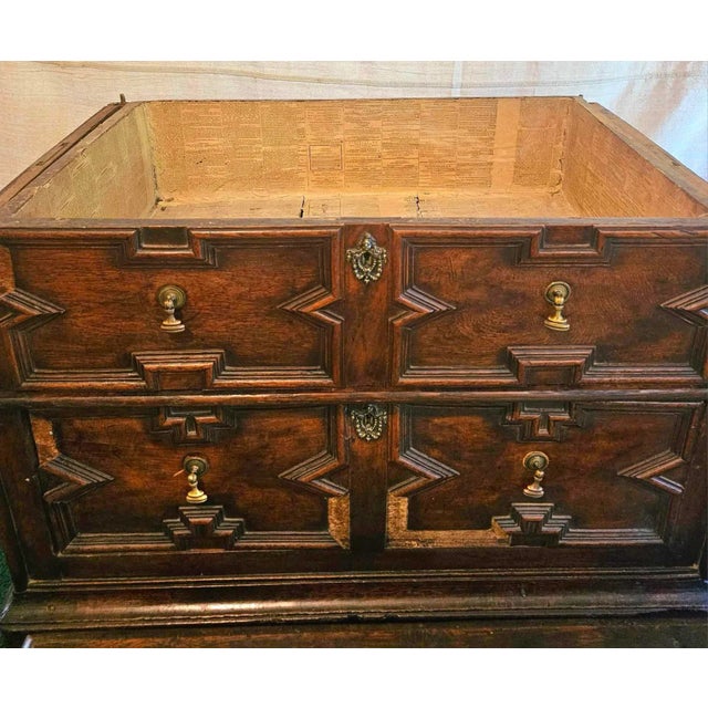 18th Century Jacobean Style British Oak and Pine Two-Piece Chest of Drawers For Sale - Image 11 of 11