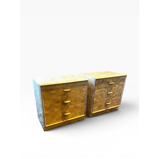 Metal 1970s Maitland-Smith Tessellated Stone Nightstands (A Pair) For Sale - Image 7 of 13