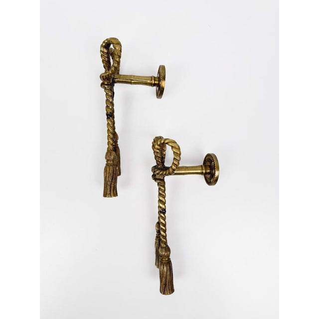 Mid-Century Italian Hollywood Regency Brass Handles or Wall Hooks, 1970s, Set of 2 For Sale - Image 16 of 17