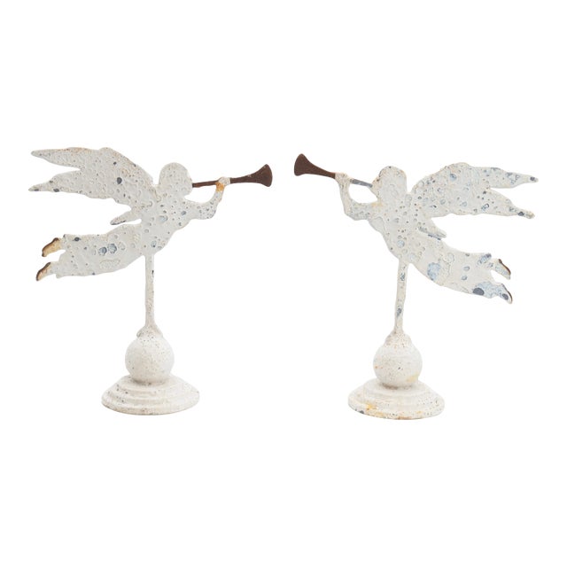 English Salvaged Metal Angels, a Pair For Sale