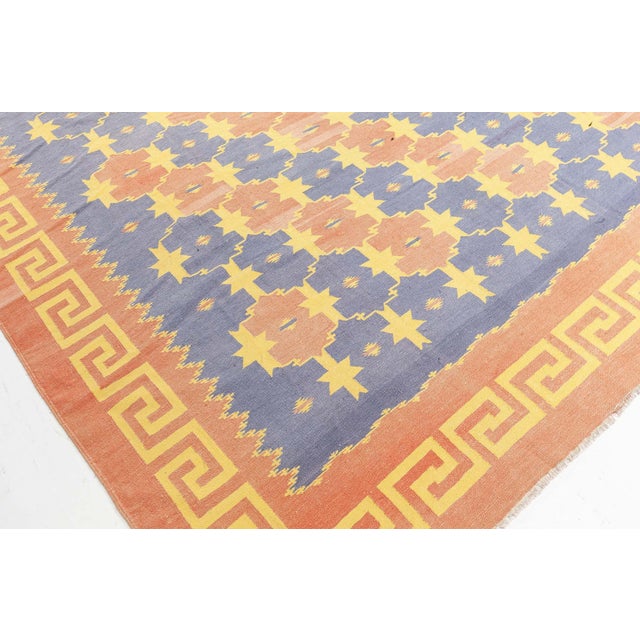 Blue Doris Leslie Blau Vintage Indian Dhurrie Rug For Sale - Image 8 of 9