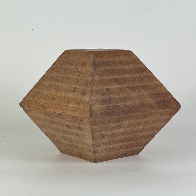 Modern Vintage Original Geometric Wood Sculpture in Faceted Polyhedron Diamond/Pyramid Shape For Sale - Image 3 of 9