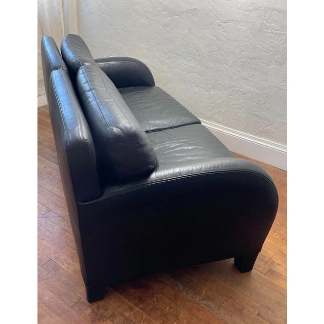 2010s B&b Italia Antonio Citterio for Cina Two Seat Black Leather Sofa For Sale - Image 5 of 10