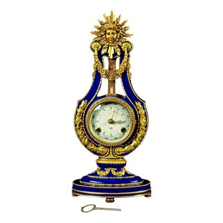 Marie Antoinette Cobalt Blue Porcelain Mantel Clock, 1970s For Sale