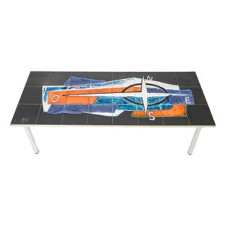 Antonio De Nisco, Coffee Table, Ceramic, Chrome, Belgium, 1970s For Sale