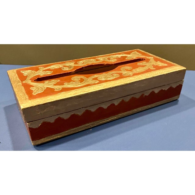Vintage Embossed Gilt-Wood Decorative Tissue Box For Sale In Los Angeles - Image 6 of 6