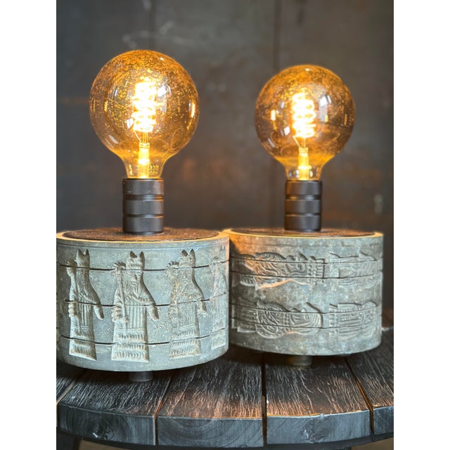 Stone Mold Table Lamps, Set of 2 For Sale - Image 6 of 6