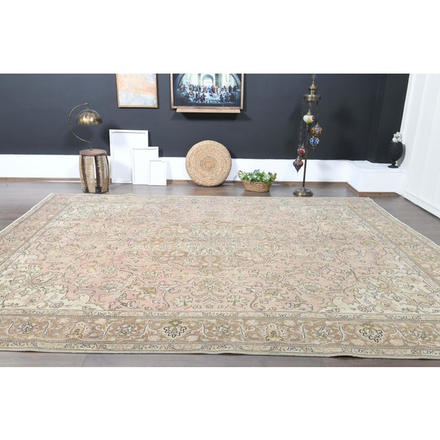 1970s 1970s Vintage Persian Handmade Wool Cotton Pink Area Rug For Sale - Image 5 of 11