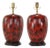 Vintage Art Deco Hand-Painted Red and Black Tortoiseshell Porcelain Table Lamps - Pair For Sale