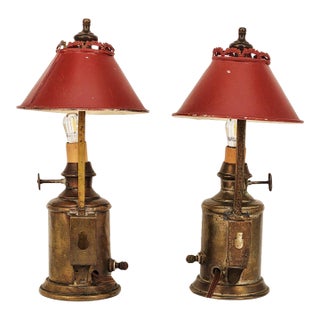 Pair of Lampe Pigeon Electrified Antique "Lampe Pigeon" French Oil Lamps For Sale