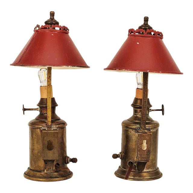 Pair of Lampe Pigeon Electrified Antique "Lampe Pigeon" French Oil Lamps For Sale