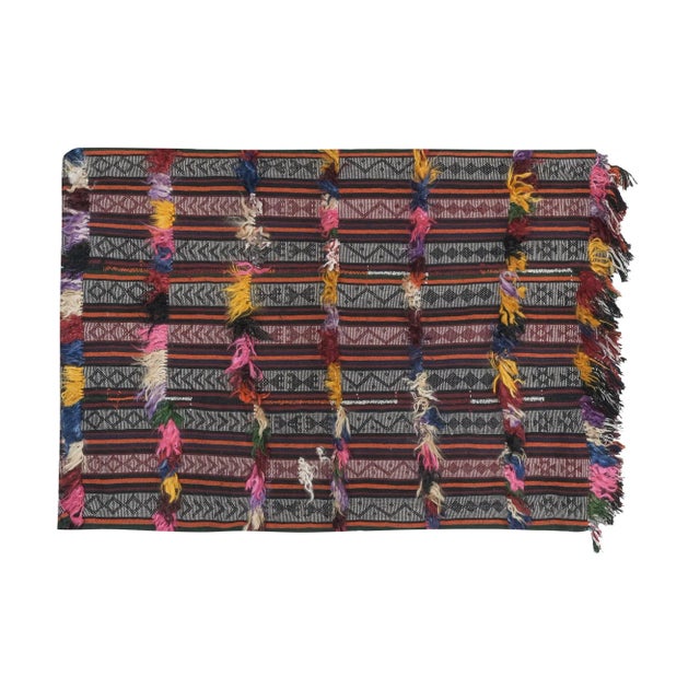 Vintage Colorful Angora Wool Shaggy Rug 3'7" X 5'2" 43.3'' x 61.8'' / 110 x 157 cm Hand woven with high quality pure wool...