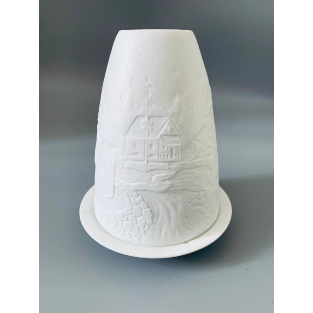 Bernardaud Vintage Bisque Porcelain Votive Candle Holders, Cherub & Winter Holidays Themes, Set of 2 For Sale - Image 4 of 11