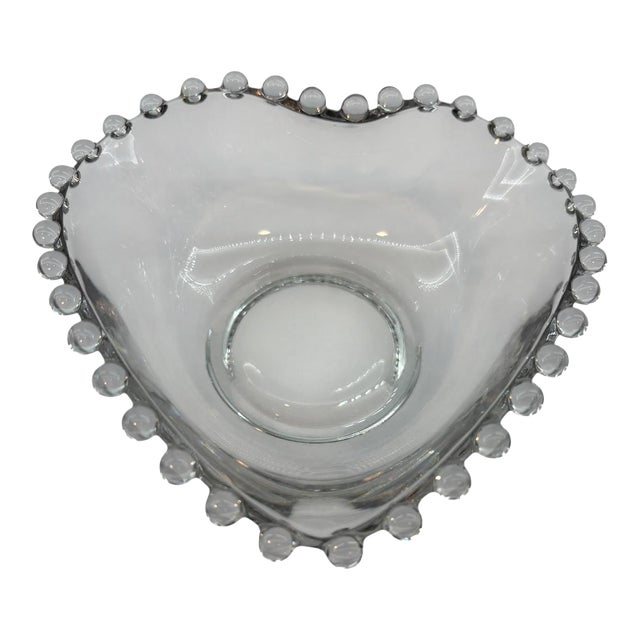 Mid 20th Century Imperial Glass Candlewick Heart Mayo Bowl For Sale