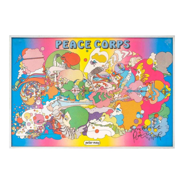 Peter Max "Peace Corps" Lithograph Poster, C. 1970 For Sale
