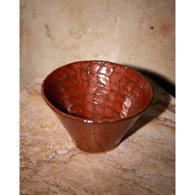 Mid 20th Century Studio Ceramic Crimson Bowl, Signed Bh For Sale In Los Angeles - Image 6 of 6
