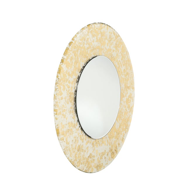 A striking Mid-Century Modernist round mirror, handcrafted in Italy during the 20th century, this piece exudes timeless...