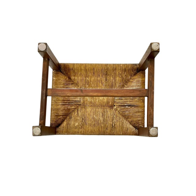 Antique Arts and Crafts Oak and Rush Seat Footstool For Sale - Image 10 of 12