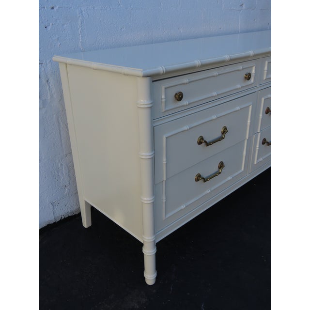 Thomasville Hollywood Regency Faux Bamboo Painted Long Sideboard Dresser 6645 For Sale - Image 11 of 18