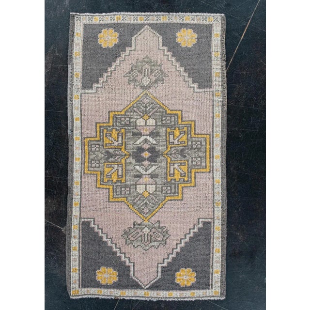 Oriental Hand Knotted Vintage Turkish Mini Rug 1'9" x 3'2" For Sale In Houston - Image 6 of 6