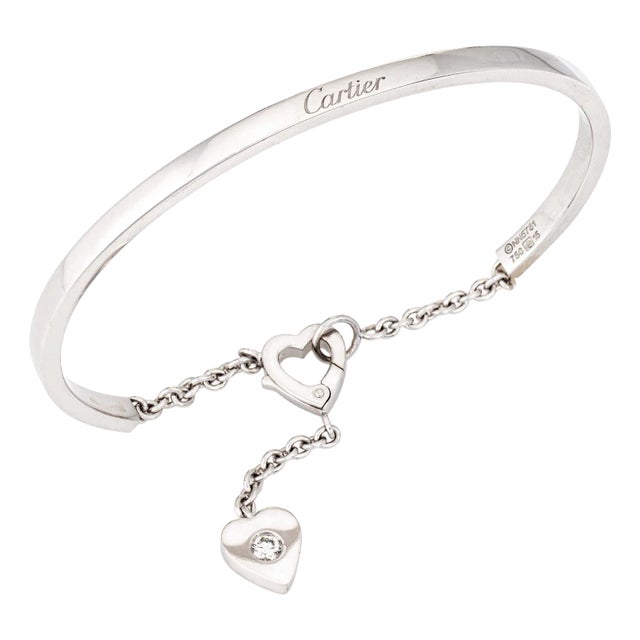 Mid 20th Century Cartier Mon Amour Diamond Bracelet Size 15 Estate 18k White Gold Signed Jewelry For Sale