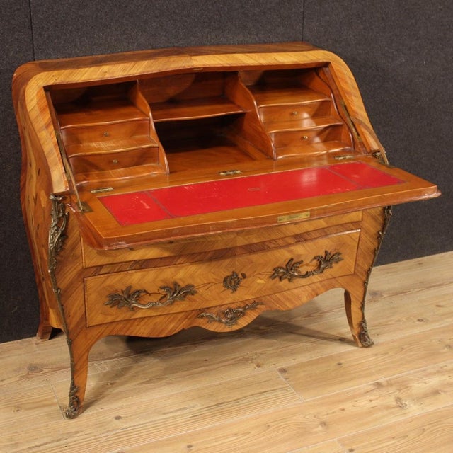 Wood 20th Century French Inlaid Bureau, 1960s For Sale - Image 7 of 13