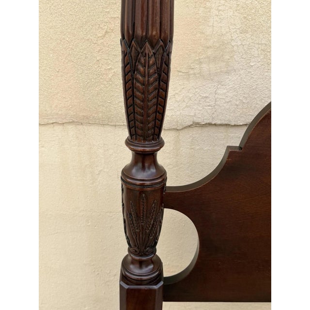 Late 20th Century Vintage Georgian Federal Style Mahogany Four Poster Rice Carved Queen Sz Bed For Sale - Image 5 of 16