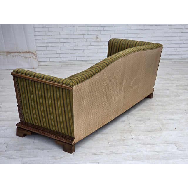 Green Vintage Danish Three-Seater Sofa in Furniture Velour and Oak, 1950s For Sale - Image 8 of 18