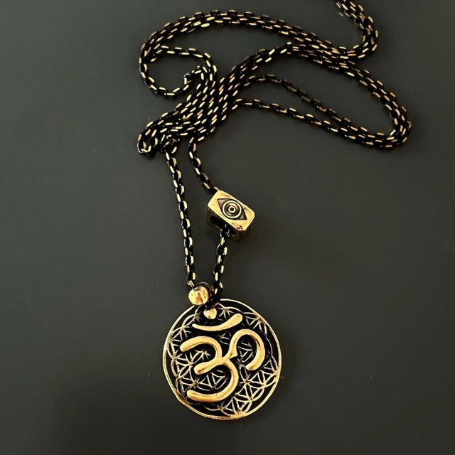 Metal Spiritual Symbols Om Necklace For Sale - Image 7 of 9