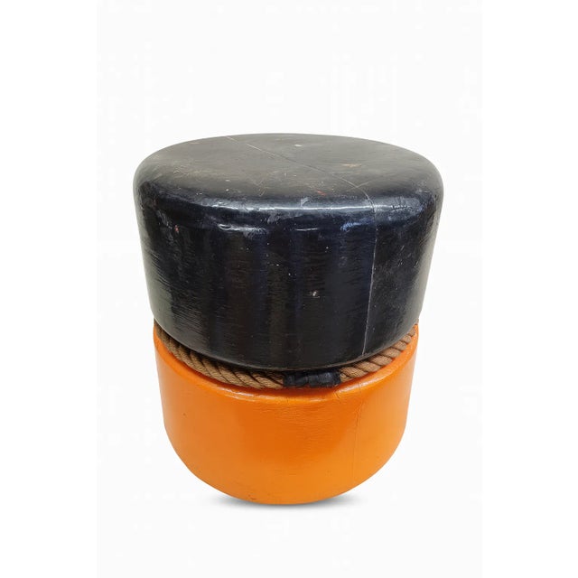 Coastal Vintage Orange & Black Fishing Buoy — 1940s–60s Wood-Fiber Maritime Float For Sale - Image 3 of 6