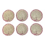 Image of Aesthetic Movement English Wedgwood Style Basalt Pottery Glaze Pink & White Botanical / Begonia Plates -S/6 For Sale