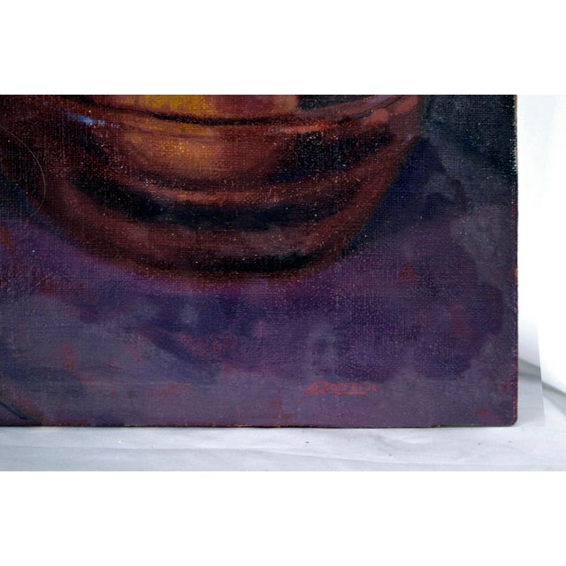 Still Life in Purple With Jug and Apples by Alvin R. Raffel 1928 For Sale - Image 4 of 5