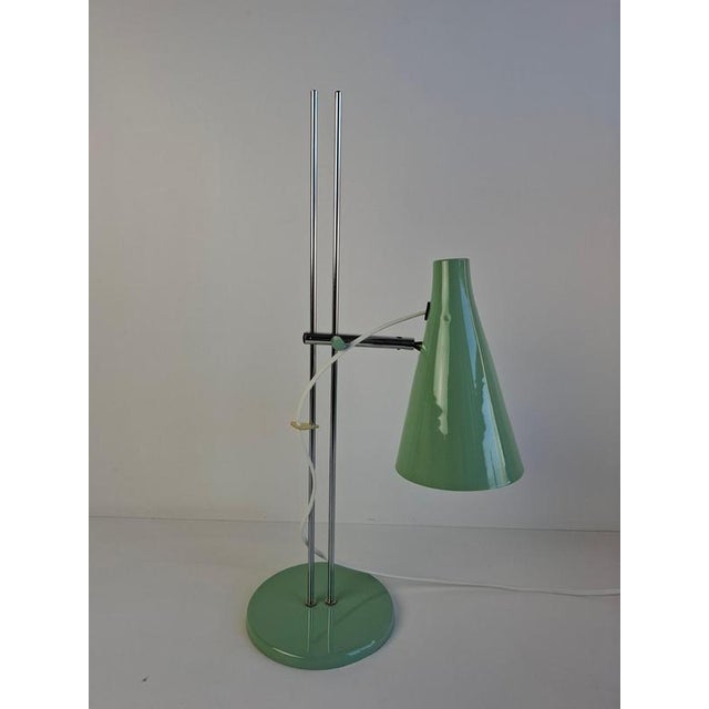 Mid-Century Modern Table Lamp in Green Metal and Chrome by Josef Hůrka for Lidokov, 1970s For Sale - Image 18 of 18