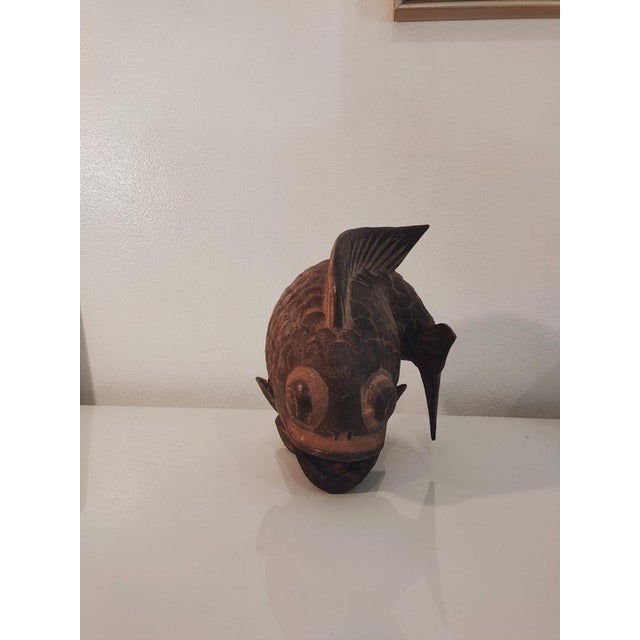 Ceramic Vintage Asian Terracotta Koi Fish Sculpture or Vase, 1960s For Sale - Image 7 of 10