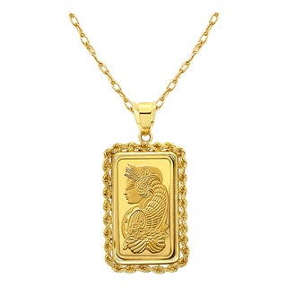 5 Gram Pamp Suisse Gold Bar Pendant For Sale