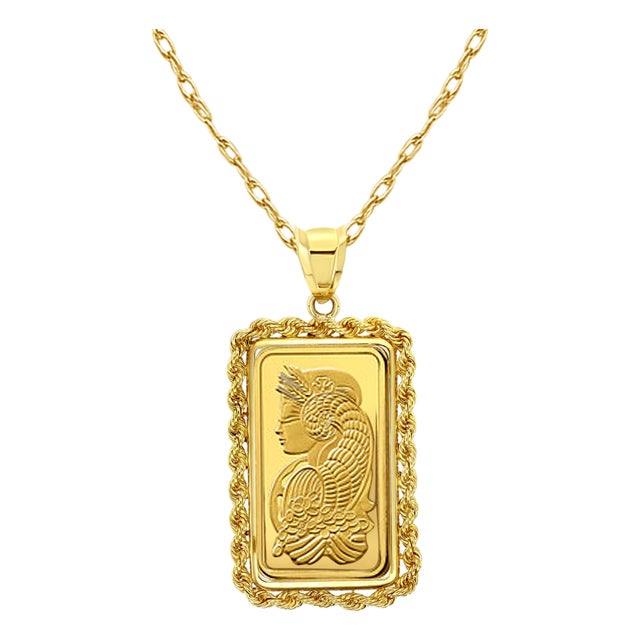 5 Gram Pamp Suisse Gold Bar Pendant For Sale