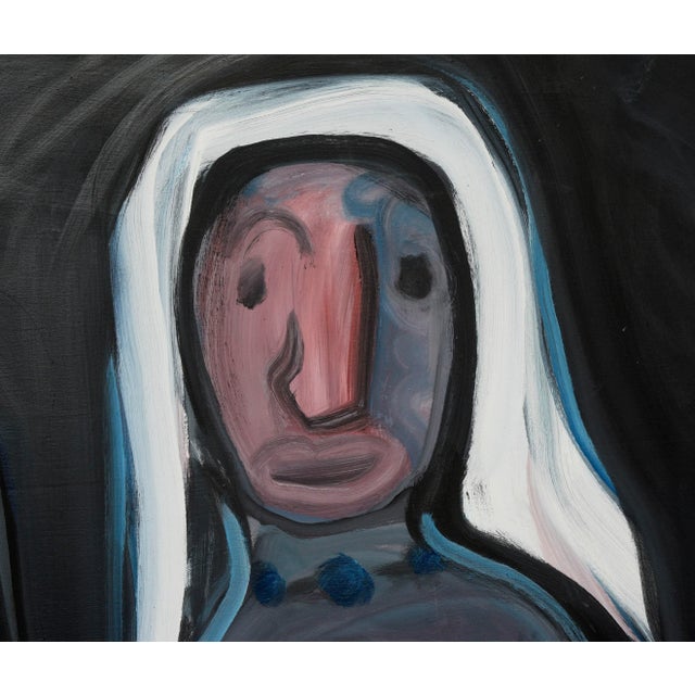 1980s 1980s Abstract Expressionist Figurative Couple Painting by Julius Wasserstein For Sale - Image 5 of 10