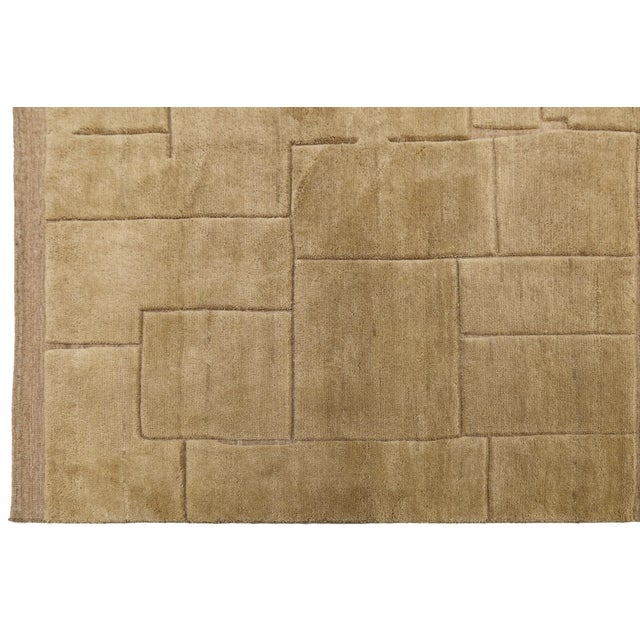 Modern Moroccan Style Geometric Wool Area Rug in Warm Camel Neutral For Sale - Image 11 of 12