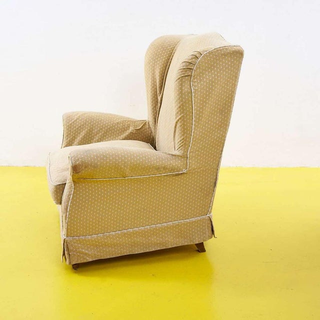 Vintage Wooden Armchair Covered in Fabric For Sale - Image 6 of 9