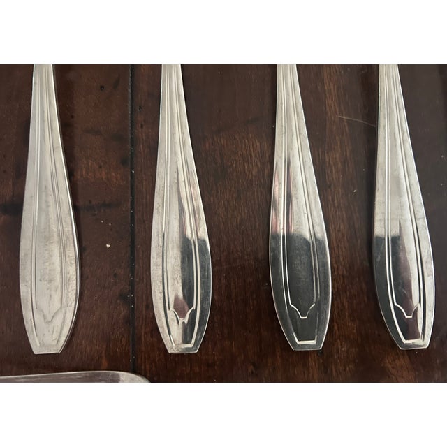 Art Deco French Art Deco Silverplate Silverware, C. 1940's- Set of 37 For Sale - Image 3 of 11