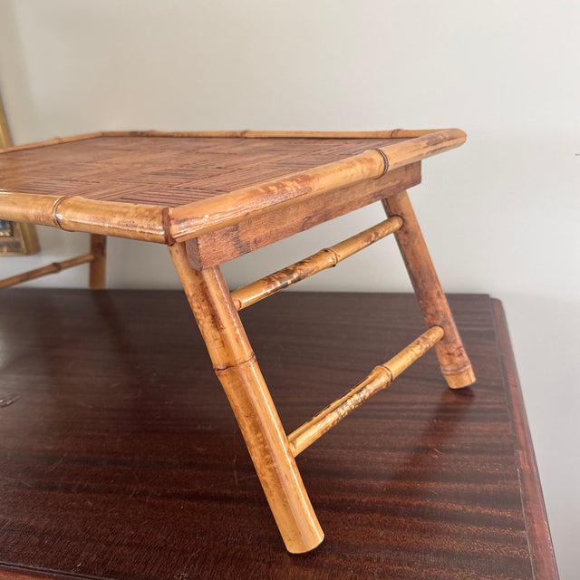 Mid 20th Century Midcentury Bamboo Rattan Breakfast Tray For Sale - Image 5 of 9