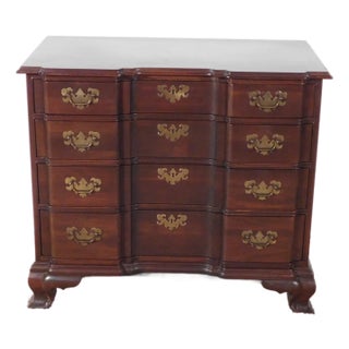 Ethan Allen Dark Cherry Goddard Style Chippendale Dresser Chest Nightstand For Sale