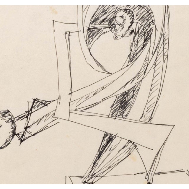 Contemporary Seymour Lipton Sculpture Study Sketch Ink on Paper For Sale - Image 3 of 5