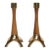 Pair of Sculptural Vintage Austrian Brass and Walnut Candlesticks For Sale