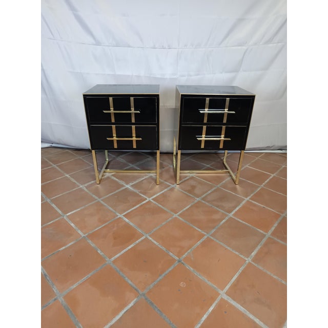 Black Wooden Bedside Tables from Justfurnituress SRL, Set of 2 For Sale - Image 8 of 9