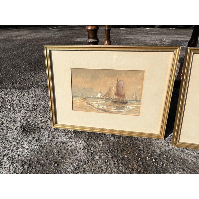 R T Wilding, Marine Scenes, Watercolours, Framed, Set of 2 For Sale - Image 5 of 8