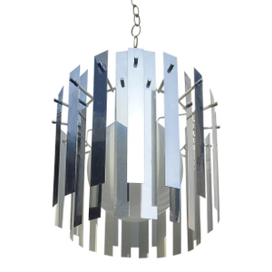 1970s Hanging Mod Chrome Panels Pendant Light Fixture
