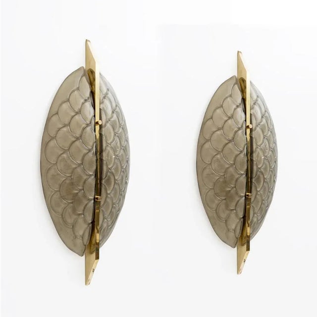 Modern Italian Murano Glass and Brass Sconces, 1990, Set of 2 For Sale - Image 9 of 9