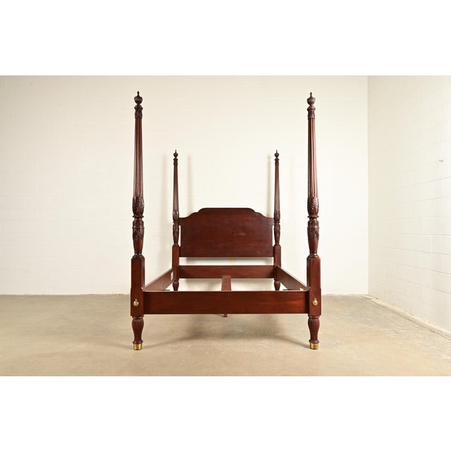 Baker Furniture Historic Charleston Georgian Carved Mahogany Queen Size Poster Bed For Sale - Image 10 of 10