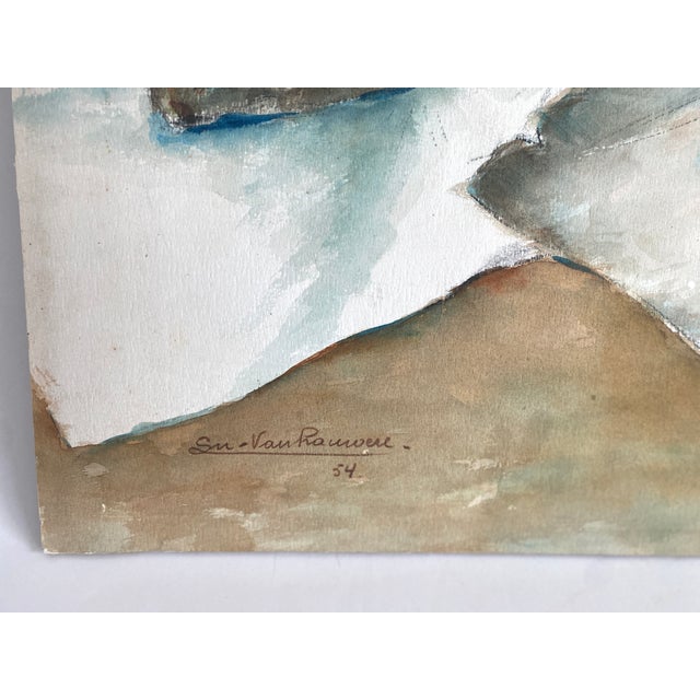 1950s French Fruits De Mer Stilllife Watercolor For Sale - Image 5 of 6